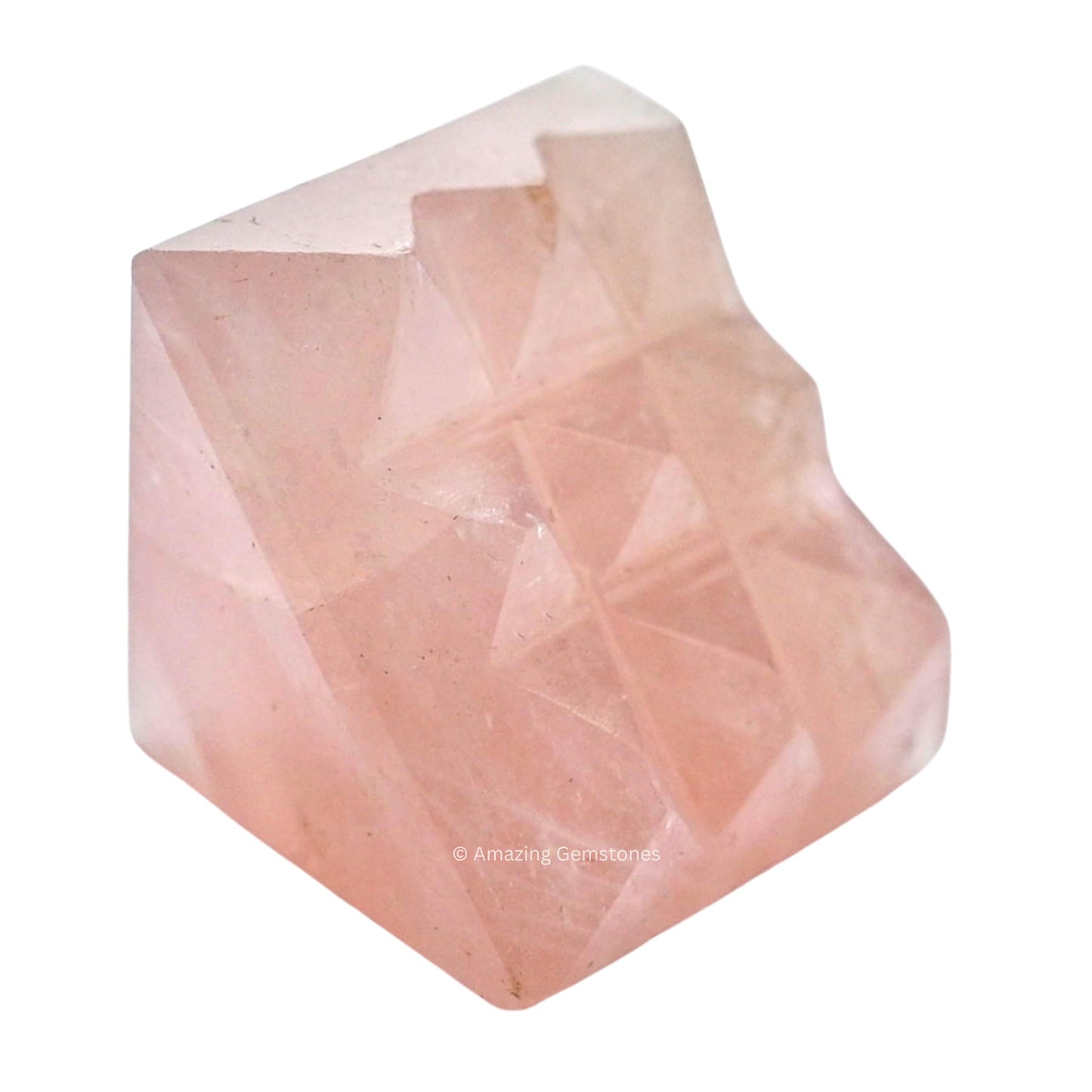 Amazing Gemstone Rose Quartz Crystal Pyramid with 9 Pyramid Plate Bottom - 1" Mini Pyramid Figurine of Natural Stone Pyramid for Meditation, Reiki, Chakra Balancing Vastu Pooja and Crystal Grids