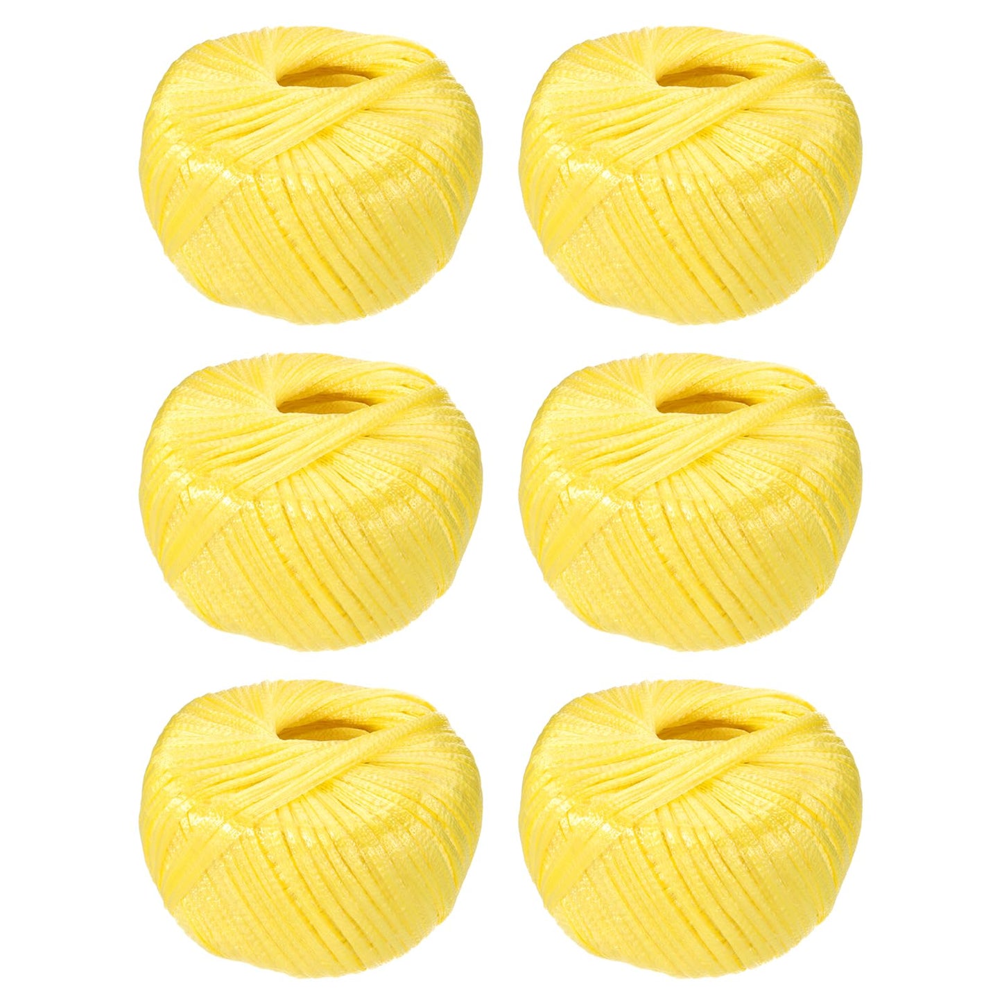 MECCANIXITY 6 Rolls Polyester Nylon Plastic Rope Twine, 80m/262ft Nylon Cord Household Bundled Polypropylene Twine Yarn for Household Gardening Tying Binding Garden Crafts, Yellow