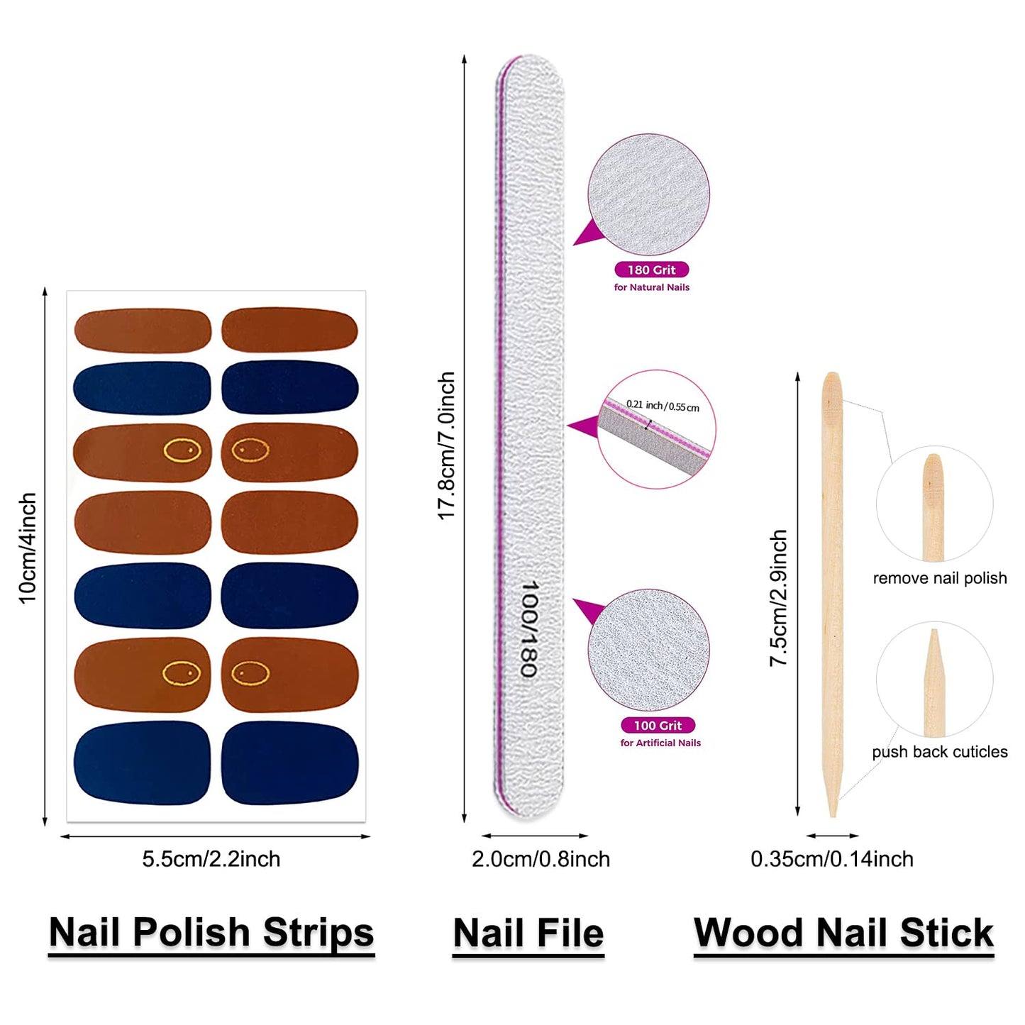 DANNEASY 30 Sheets Nail Polish Strips Full Nail Wraps for Women Gel Nail Strips Self Adhesive Nail Polish Stickers Stick On Nails Fingernails Manicure Sticker Nail Art Accessories with Nail File