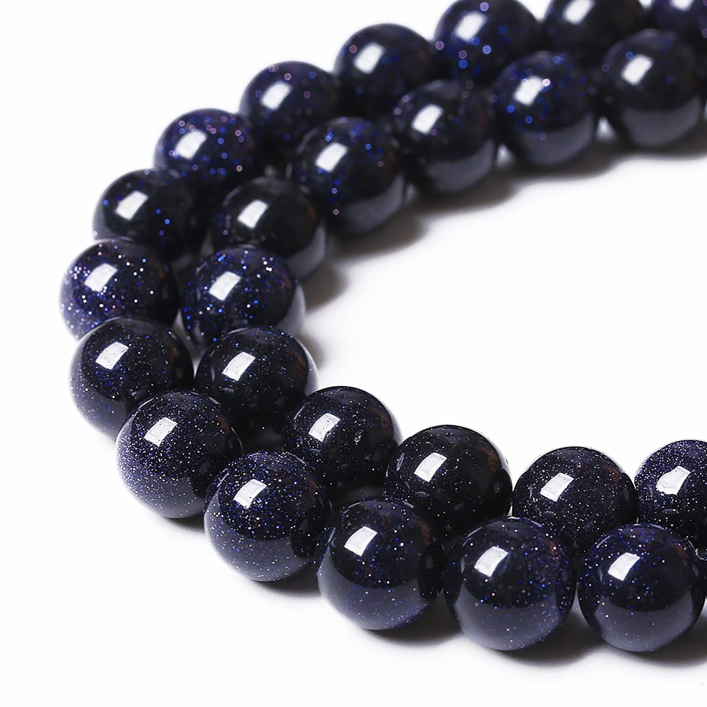 60PCS 6mm Starry Blue Sandstone Gemstone Beads Beads Natural Stone Round Loose Beads for Jewelry Making DIY Bracelet Necklace 15" Inch