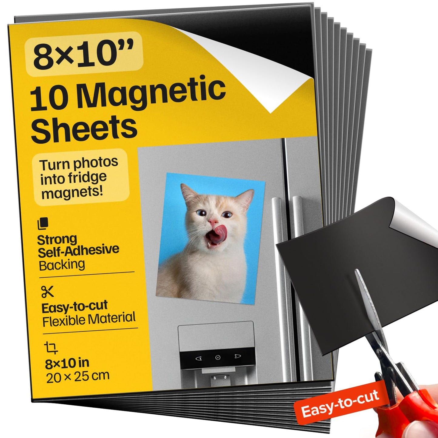 Strong Self-Stick Adhesive Magnetic Sheets 10 Pcs (8x10/20x25cm) – Magnetic Paper for Photo, Magnet Stickers, Labels, Science Education Magnets, Teacher Must Have, Whiteboards, Office
