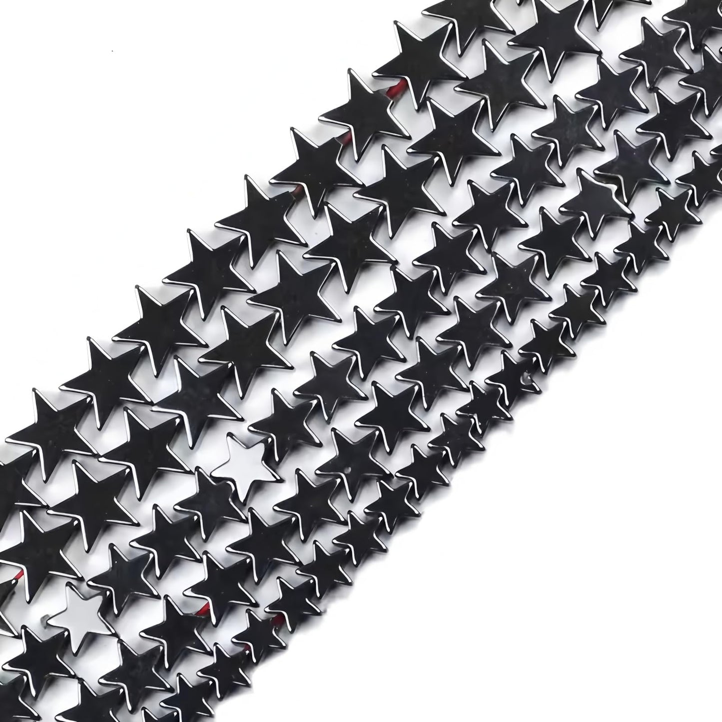 HAAMIIQII 50pcs 10mm Natural Black Hematite Loose Gemstone Beads Star Shape Spacer Stone Beads for Jewelry Making DIY Bracelets Necklaces Crafting