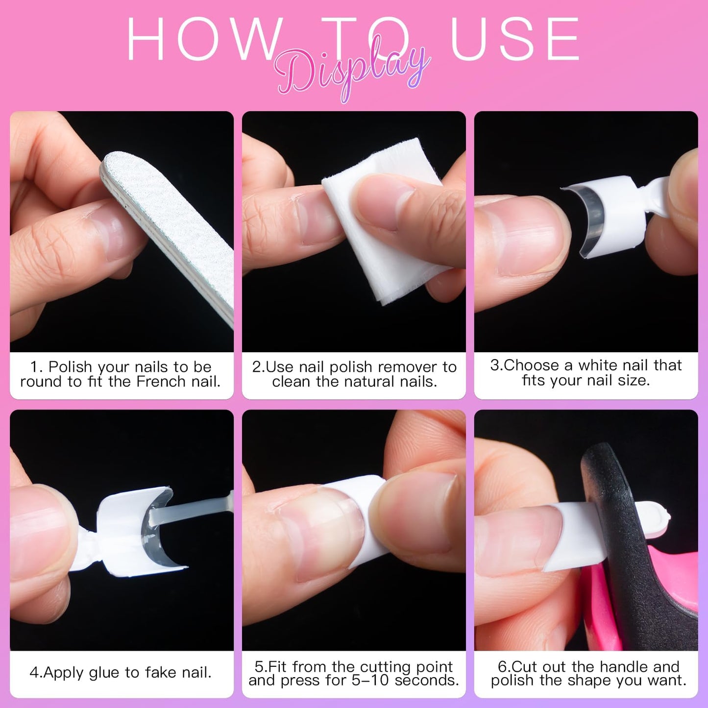 AORAEM White French Nail Tips 120 PCS Short French Style Acrylic Nail Tip 12 Sizes False Nails Clear and White Press on Nails for Women