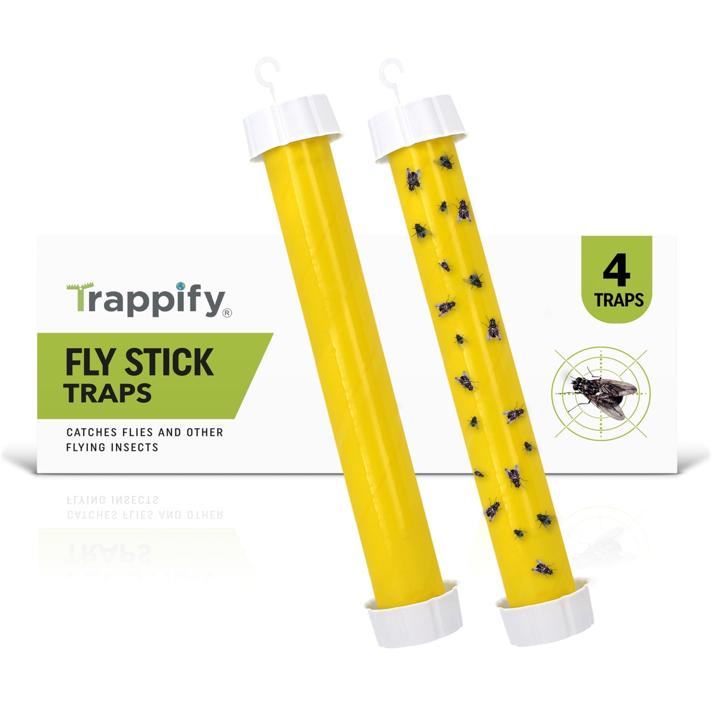 Trappify Hanging Fly Traps Outdoor: Fruit Flies and Flying Insect Trap for Indoor & Outdoor Use I Disposable Sticky Fly Trap Indoor House Pest Control (4 Pack)