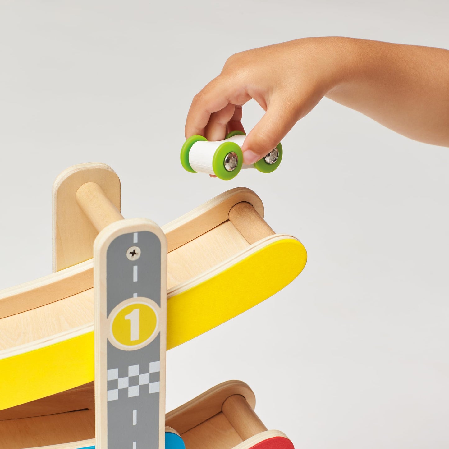 Hape Oddler Toys for 1 2 Year Old Boy & Girl Gifts Wooden Race Track Car Ramp Racer with 4 Mini Cars