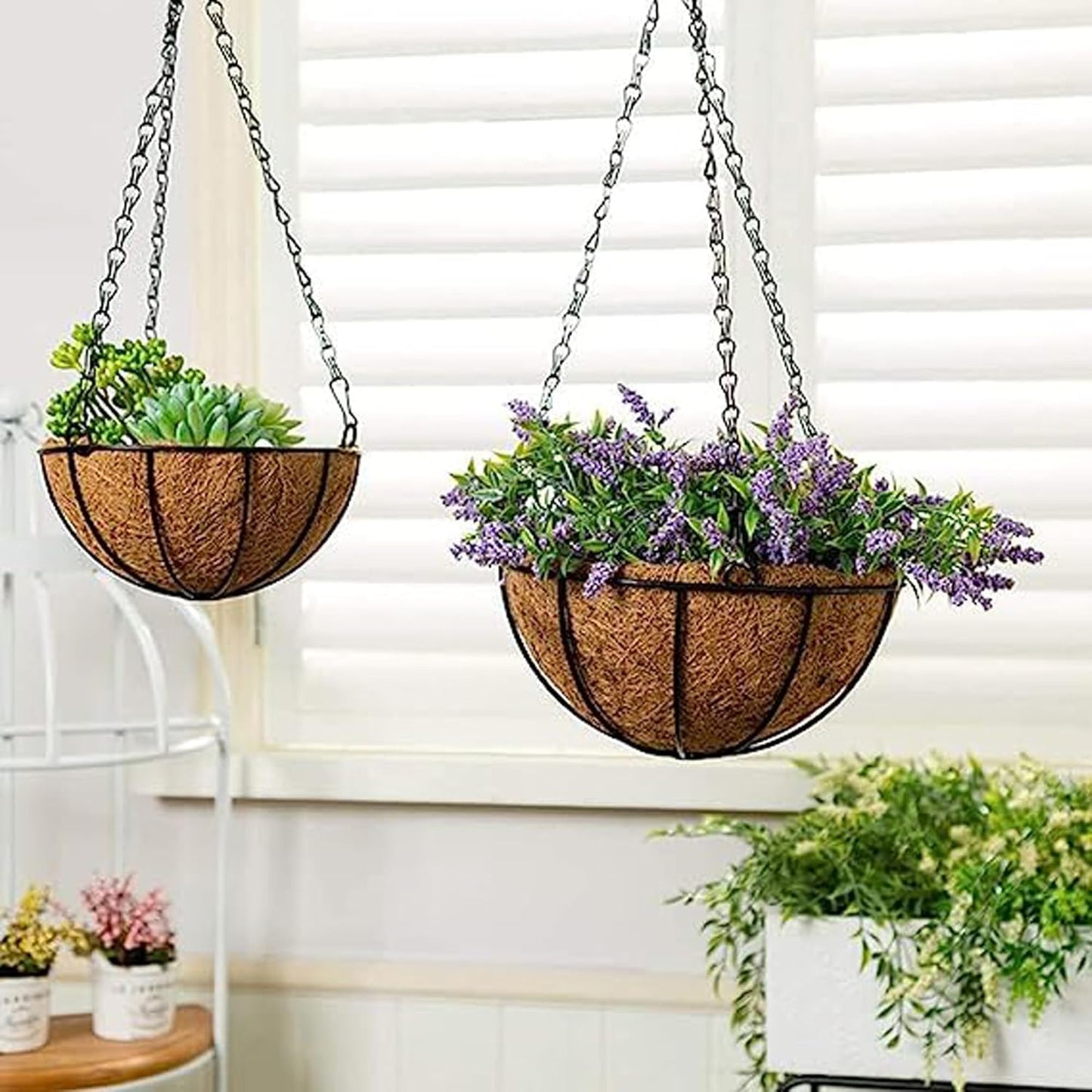 PWireless 3 Pack 16 inch Hanging Basket Chain, Long Hanging Plant Chains, Flower Pot Basket Chains 3 Point Replacement Chain Hangers for Planters, Bird Feeders, Lanterns and Other Ornaments (Black)