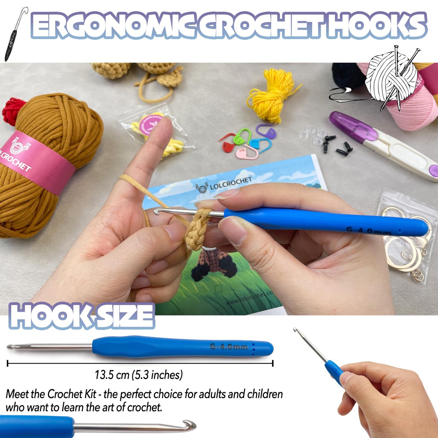 Cute Dragon Crochet Kit for Beginners, Learn to Crochet Starter Set with Step-by-Step Video Tutorial & Crocheting Manual, Easy Yarn Knitting Kit for Adult, Stuffed Animal Doll for Xmas Gift