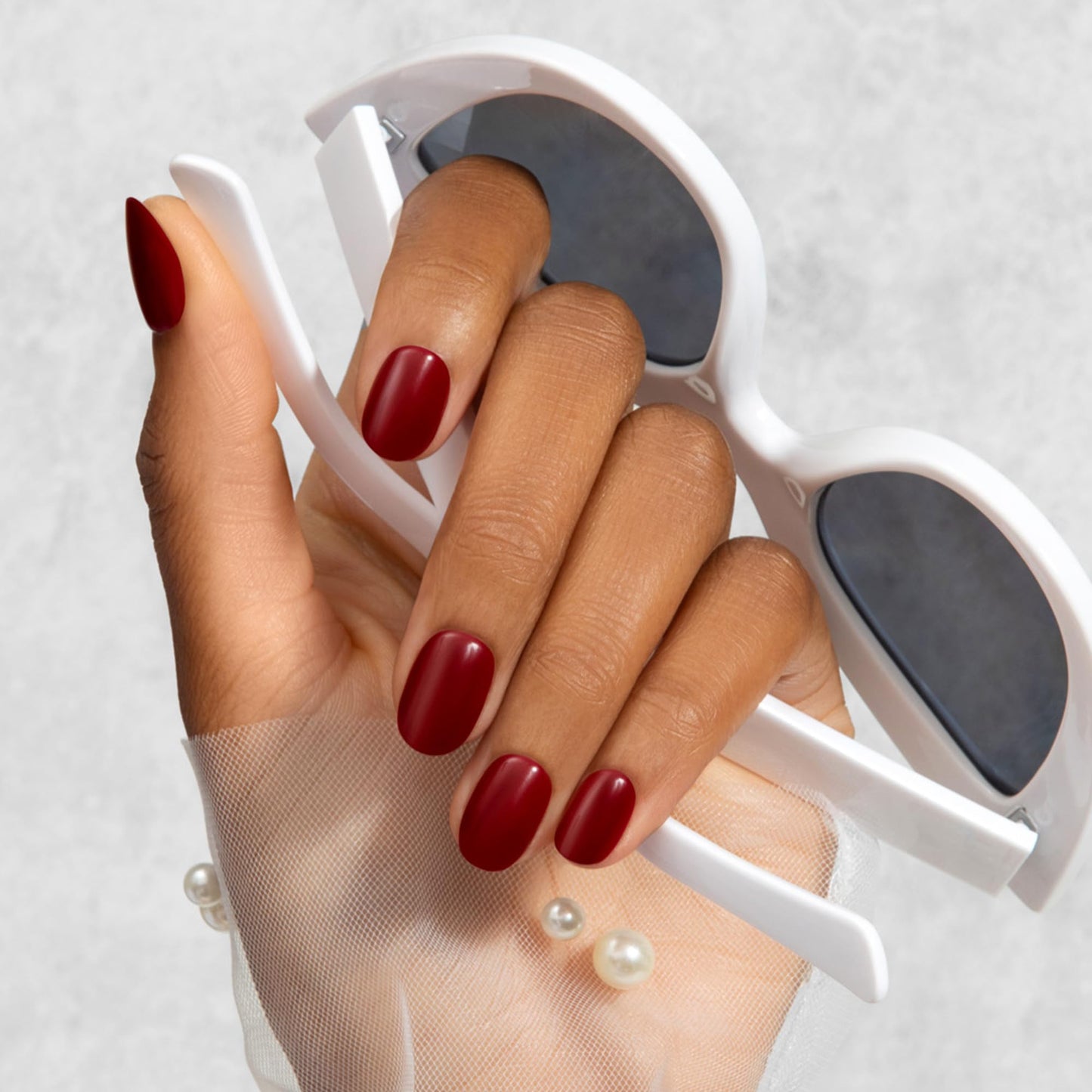 Kiss Impress No Glue Mani Press On Nails, Color, 'Maplewood', Red, Short Size, Oval Shape, Includes 30 Nails, Prep Pad, Instructions Sheet, 1 Manicure Stick, 1 Mini File (Pack of 2)