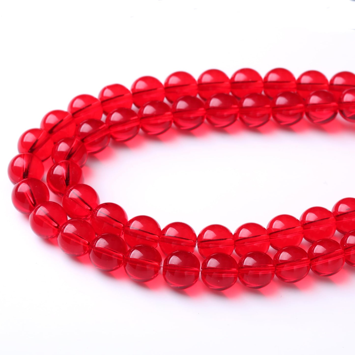10MM Garnet Red Glass Round Loose Beads Natural Gem Beads Crystal Energy Stone Beads for Jewelry Making DIY Bracelet Necklace