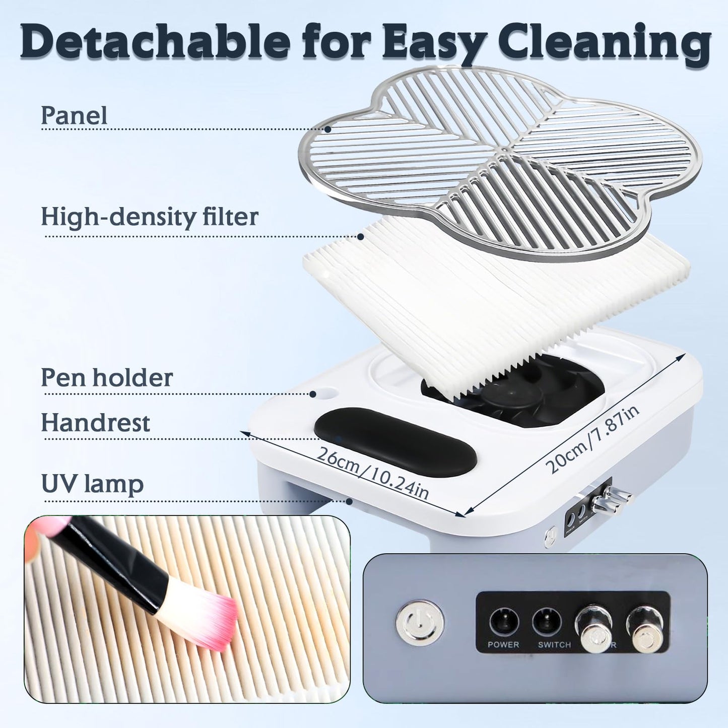 3 in 1 Nail Dust Collector with Drill Lamp Professional,40000RPM Electric Nail Drill Bits Efile Kit with Stepless Speed Control,Nail Dust Vacuum High Suction for Home Salon,Grey