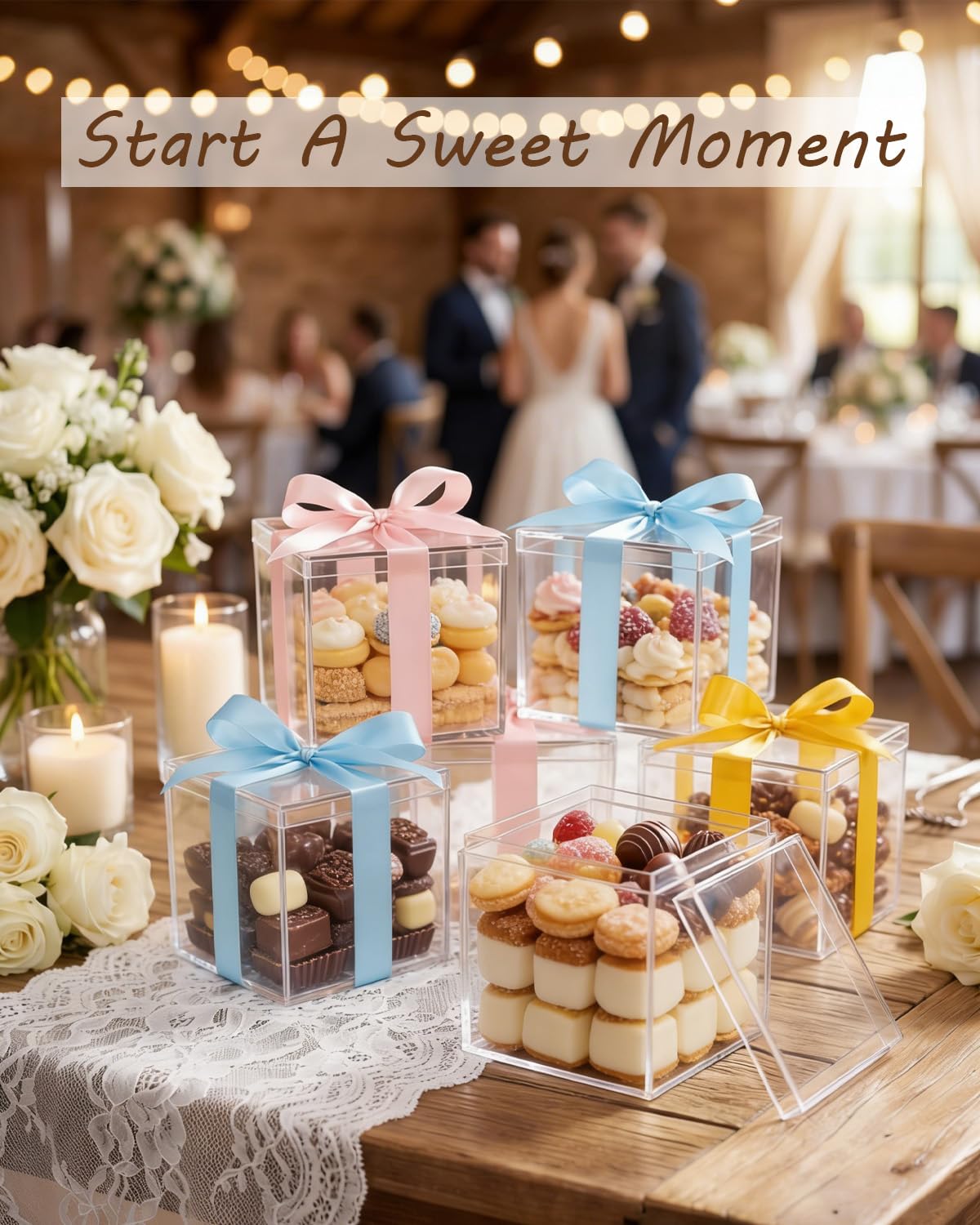 Clear Acrylic Boxes 2x2x2 Inch, Small Square Cube Storage Box with Lid - Stackable, Food-Safe Transparent Container for Candy, Gifts, Jewelry, Display & Favors (8)