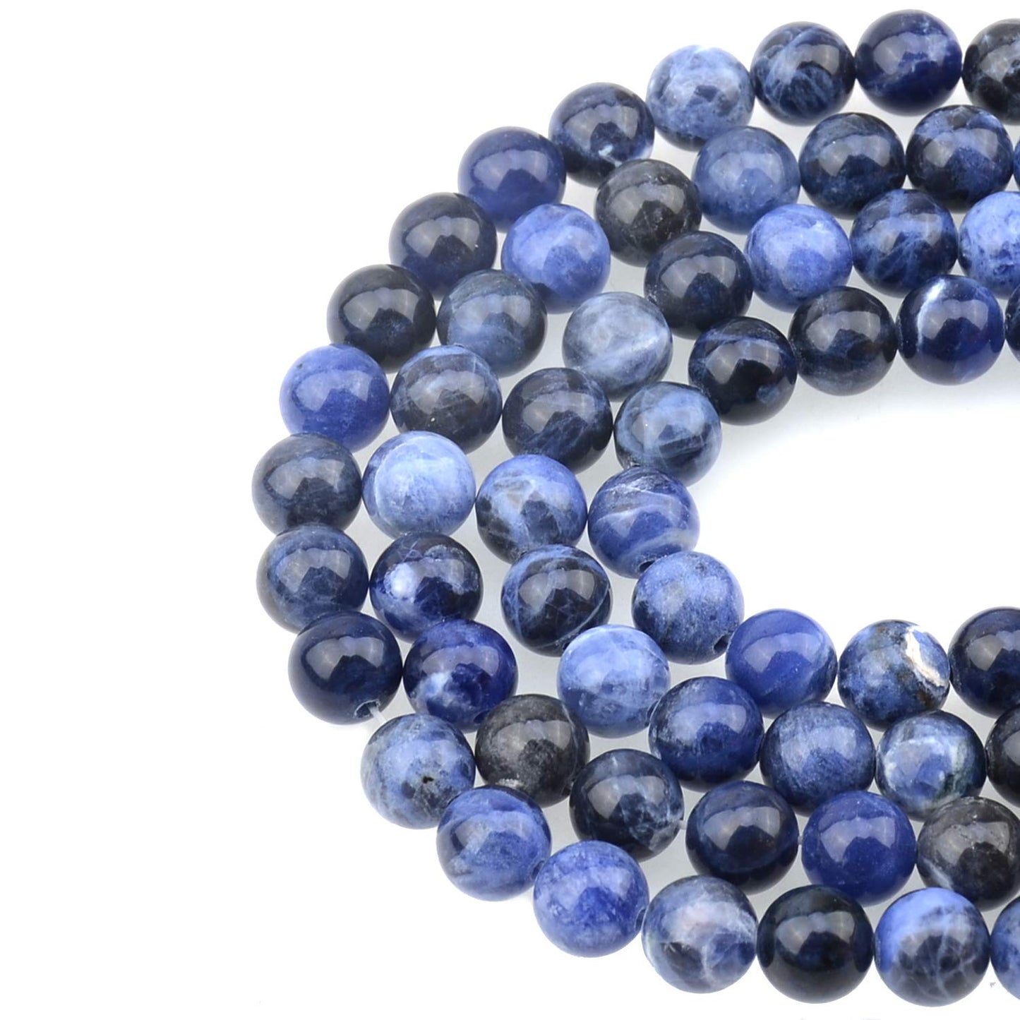LPBeads 100PCS 8mm Natural Blue Sodalite Beads Gemstone Round Loose Beads for Jewelry Making with Crystal Stretch Cord