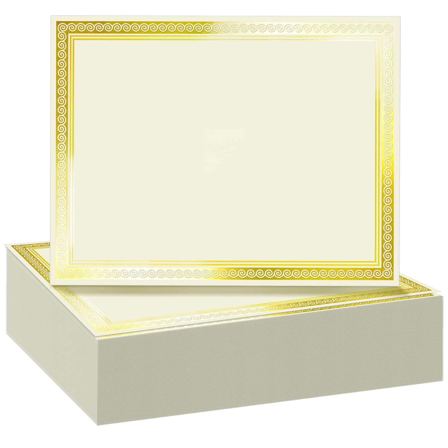 SUNEE 100 Sheets Certificate Papers - Blank Gold Foil Border, 8.5x11 for Diploma, Certificates, Participation Awards, Document Cardstock Paper and Inkjet Printer Friendly (Ivory)