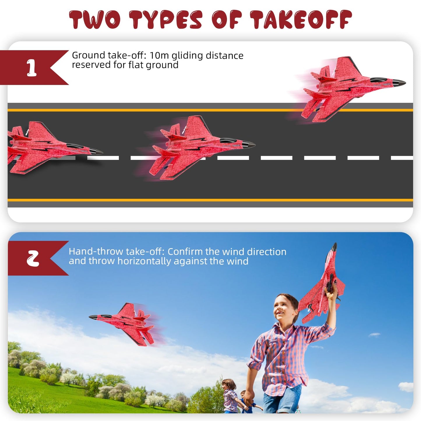 Wireless Airplane Toy - 2.4GHZ RC Glider with Lights, Remote Control Airplane for Adults & Kids
