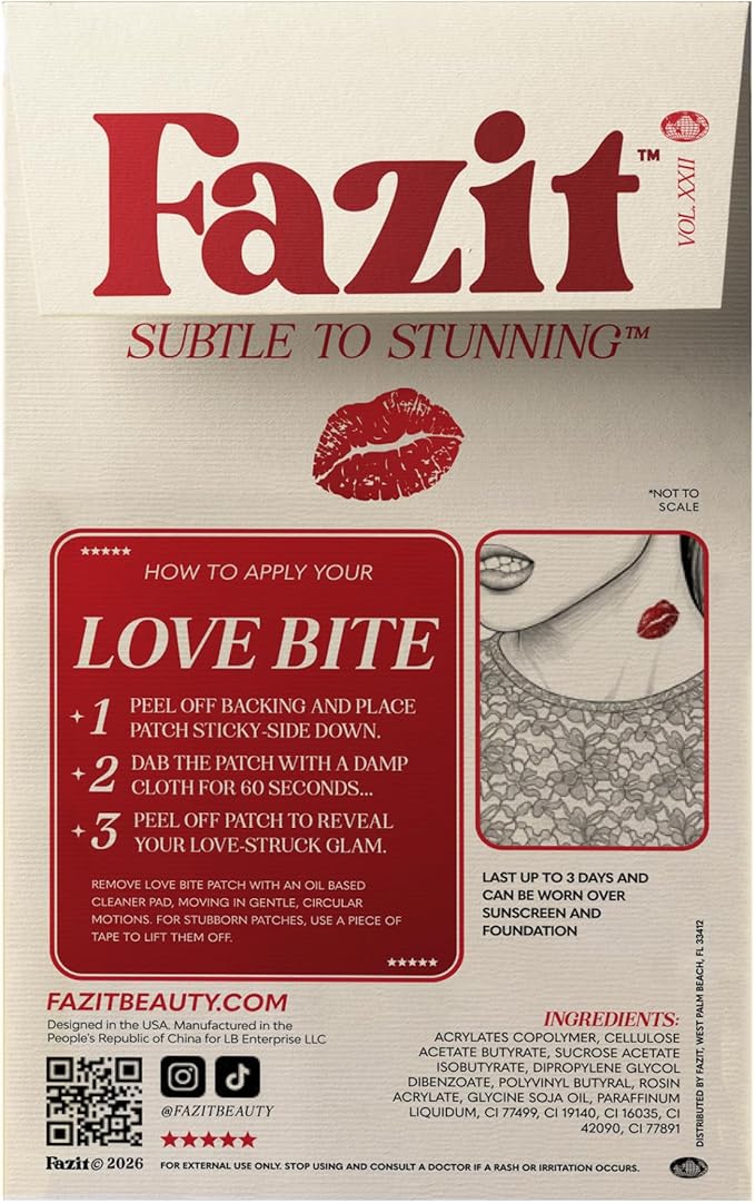 Fazit Makeup Patches - Love Bite - Glow Up Make-Up Patches - Cute Glitter Makeup Accessories for Women - Cosmetic Glitter for Face