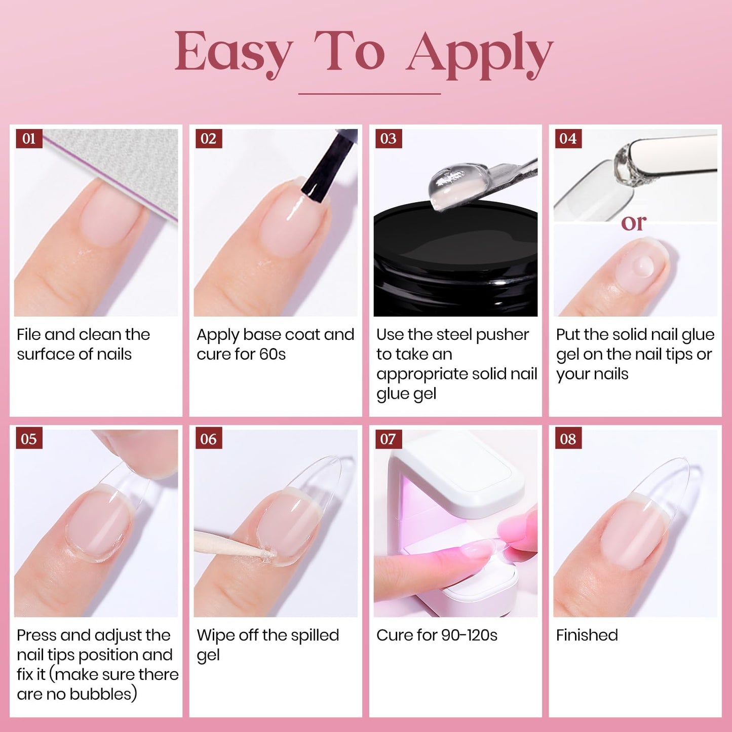 MIZHSE Gel Nail Kit, Solid Nail Glue Gels with 240Pcs Almond Medium Nails Tips Soft Gel Half Matte, Portable U V LED Nails Lamp Gels Extension Kit for Salon Art Home DIY Manicure
