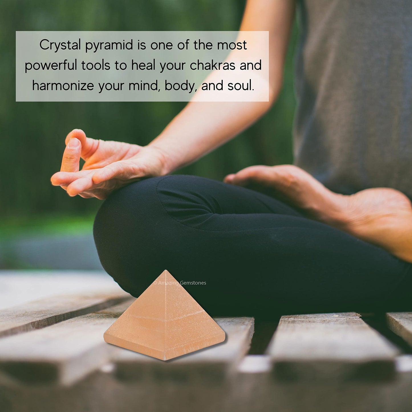 Amazing Gemstone Orange Selenite Pyramid Crystal Healing Stones - 2" Great Pyramid Figurine of Natural Stone Pyramid for Meditation, Reiki, Chakra Balancing and Crystal Pyramids Grid