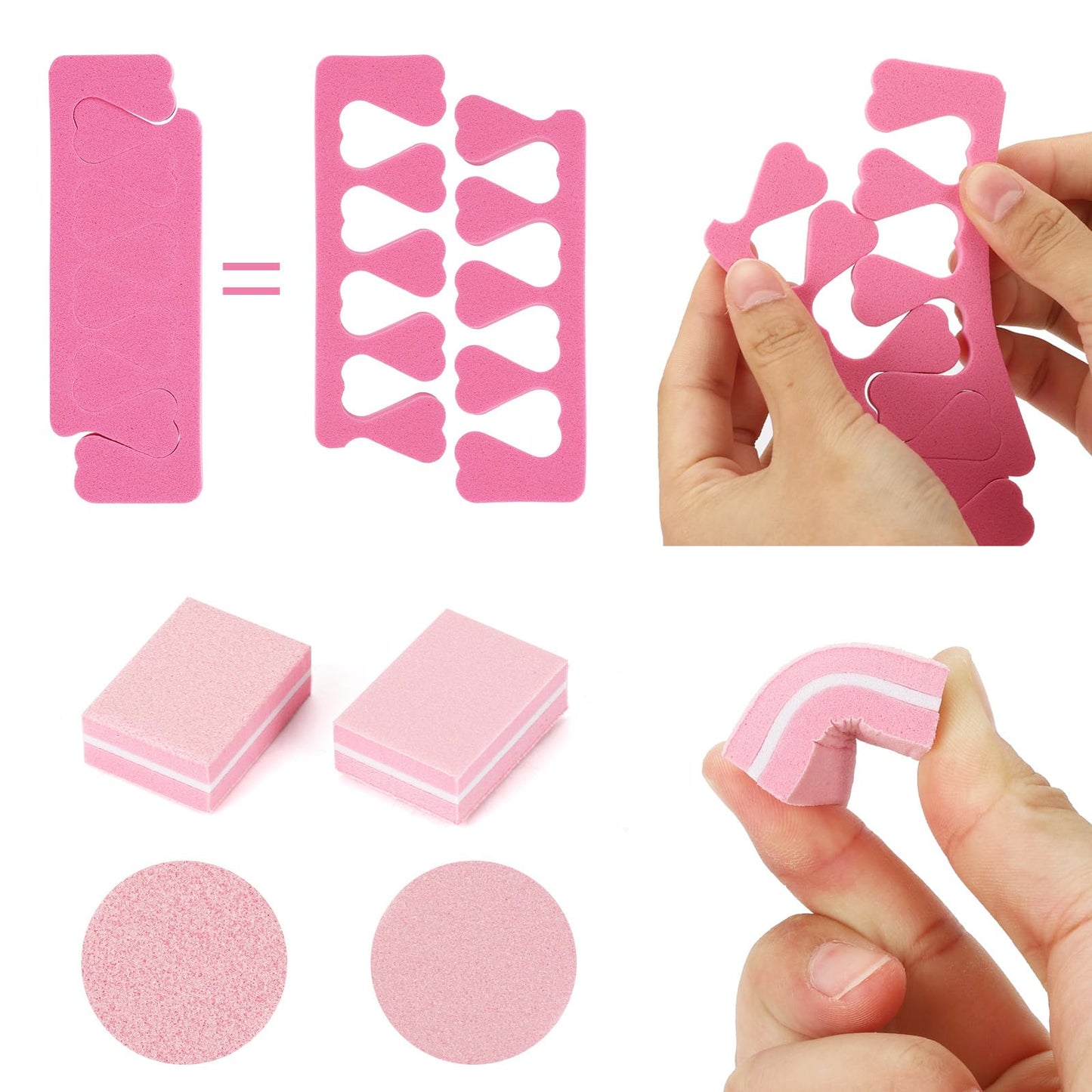 277Pcs Toe Separators Set- Nail Spa Party Tools, Mini Nail Files Buffers Block, Orange Nail Sticks Pedicure Wood Cuticle Pushers