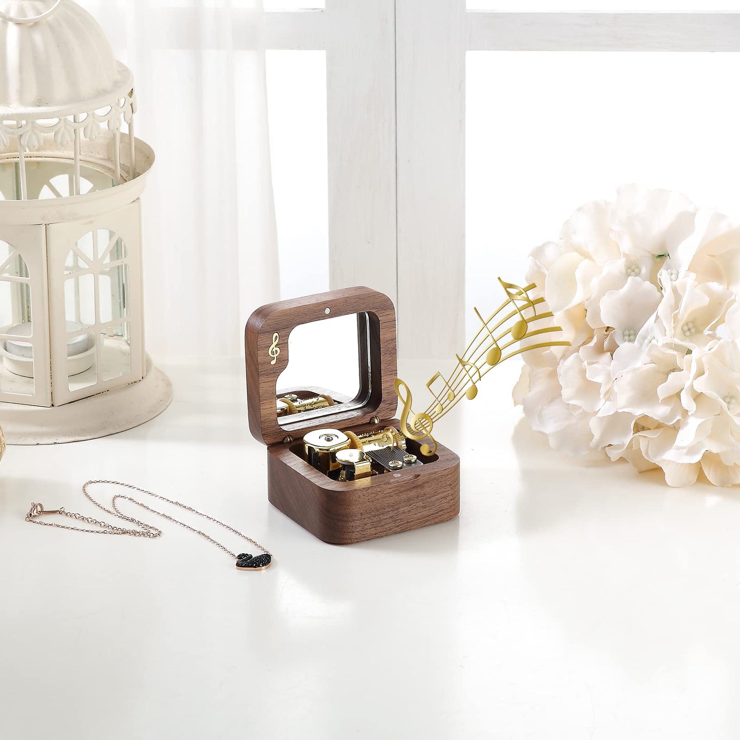 JYmusic Natural Solid Wood Music Box with Pause Function Gift for Birthdays Mother’s Day Children’s Day Valentine’s Day & Christmas