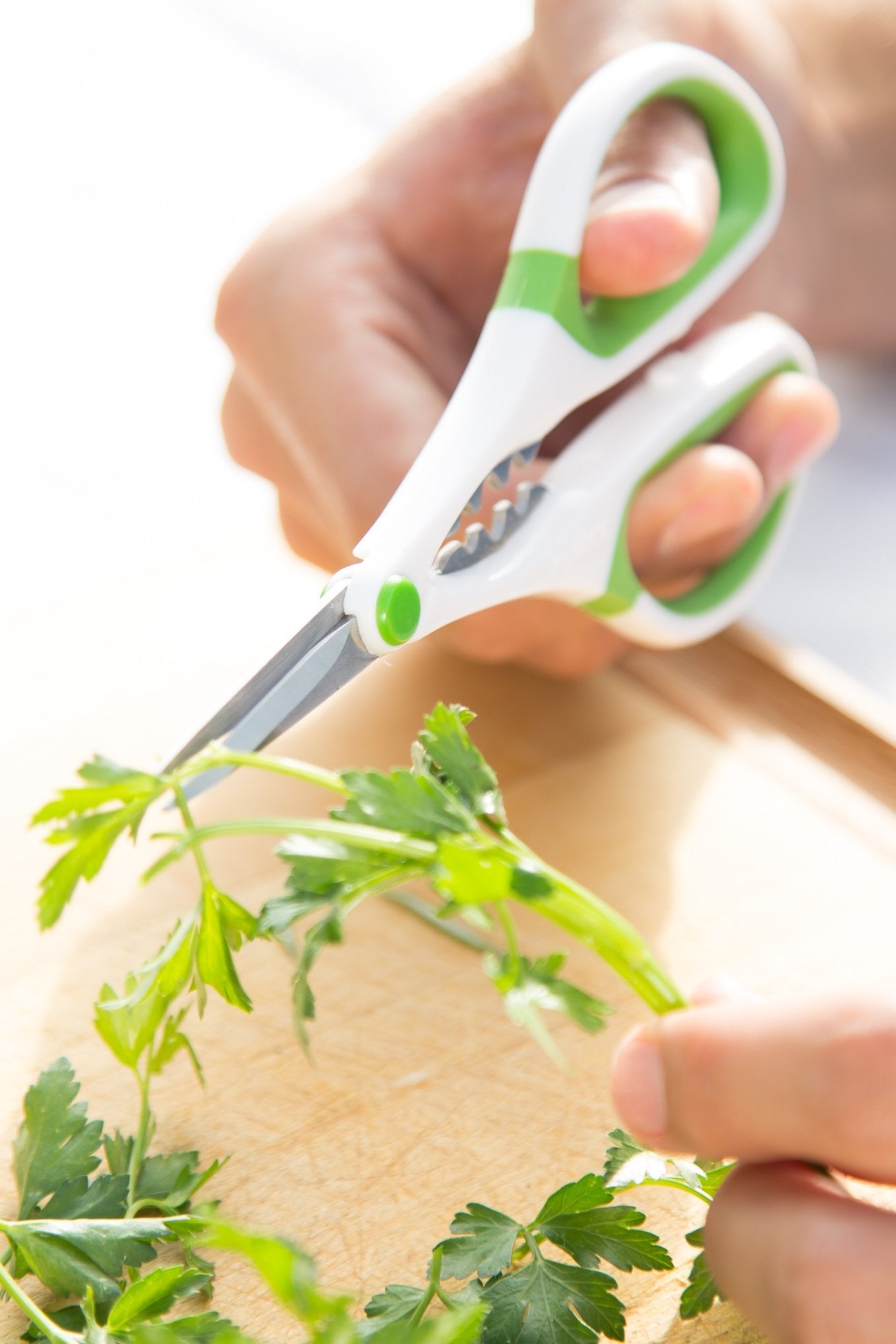 Zyliss Heavy Duty Home & Kitchen Herb Shears Scissors with Innovative Stem Stripper, Versatile Kitchen Shears for Trimming Weeds, Flower Buds & More - White/Green - 8.5 x 4.2 x 0.4 inches