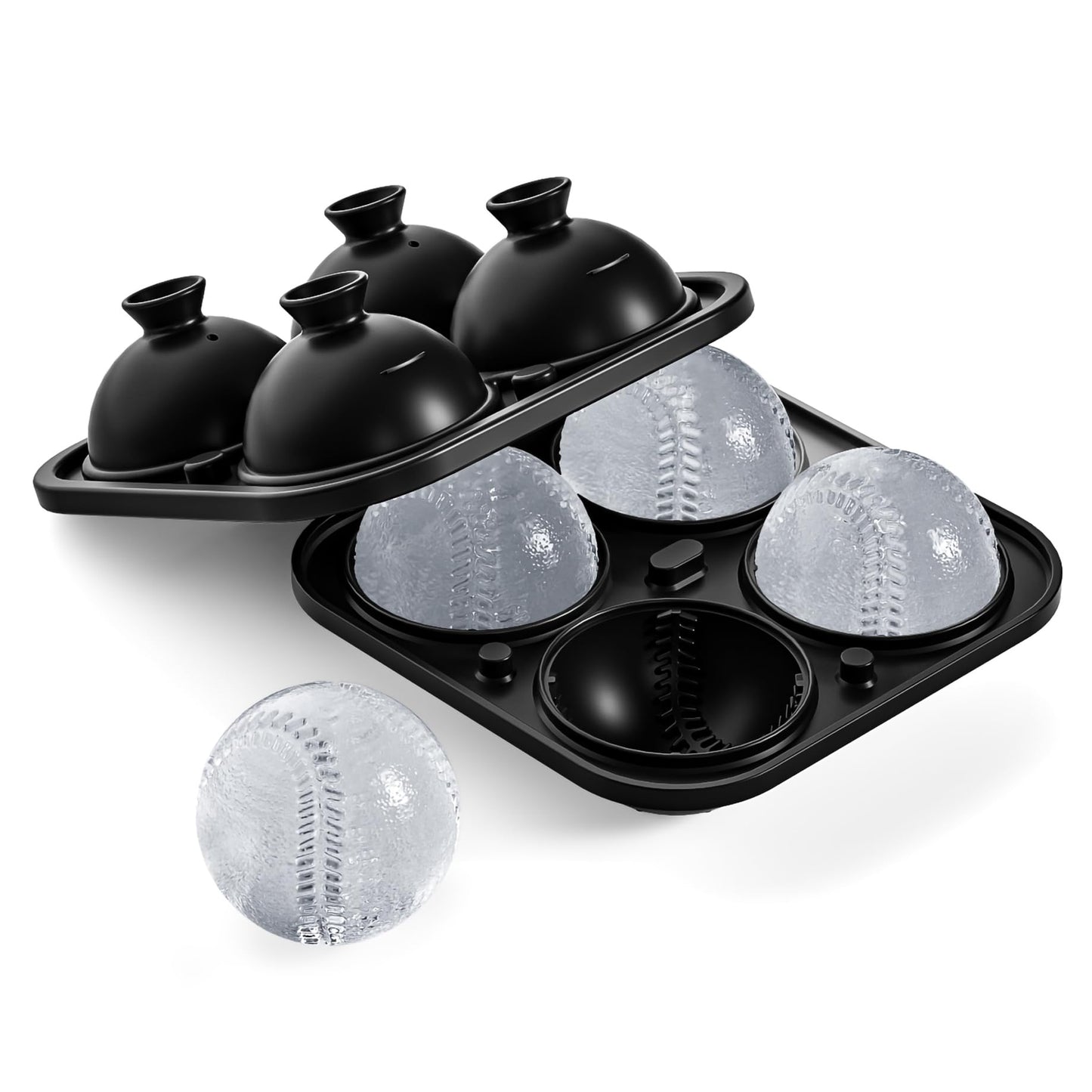 Bangp Baseball Ice Cube Molds,Novelty Baseball Gifts Ball Ice Maker Mold,2.2" Large Sphere Round Ice Cube Mold,Fun Shapes Large Whiskey Ice Cube Tray for Cocktails,Bourbon