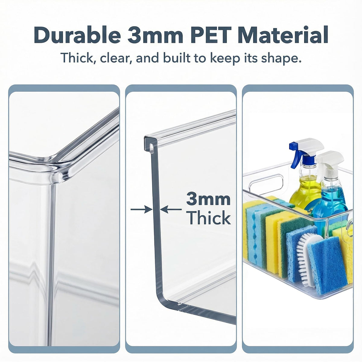10 Pack Clear Plastic Storage Organizer Bins