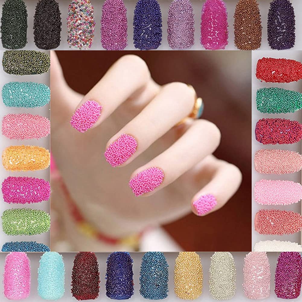 Mesiyun Nail Art 3D Caviar Beads Mini Metal Ball Gold Studs and Silver Micro Steel Beads