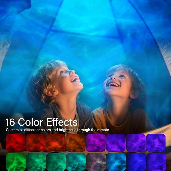 VoMii Ocean Wave Projector Light,16 Colors Luminorthe Cube Lamp with Dynamic Wave Effect,Northern Lights Projector Ambient Lighting with Remote for Bed Room Classroom Decor