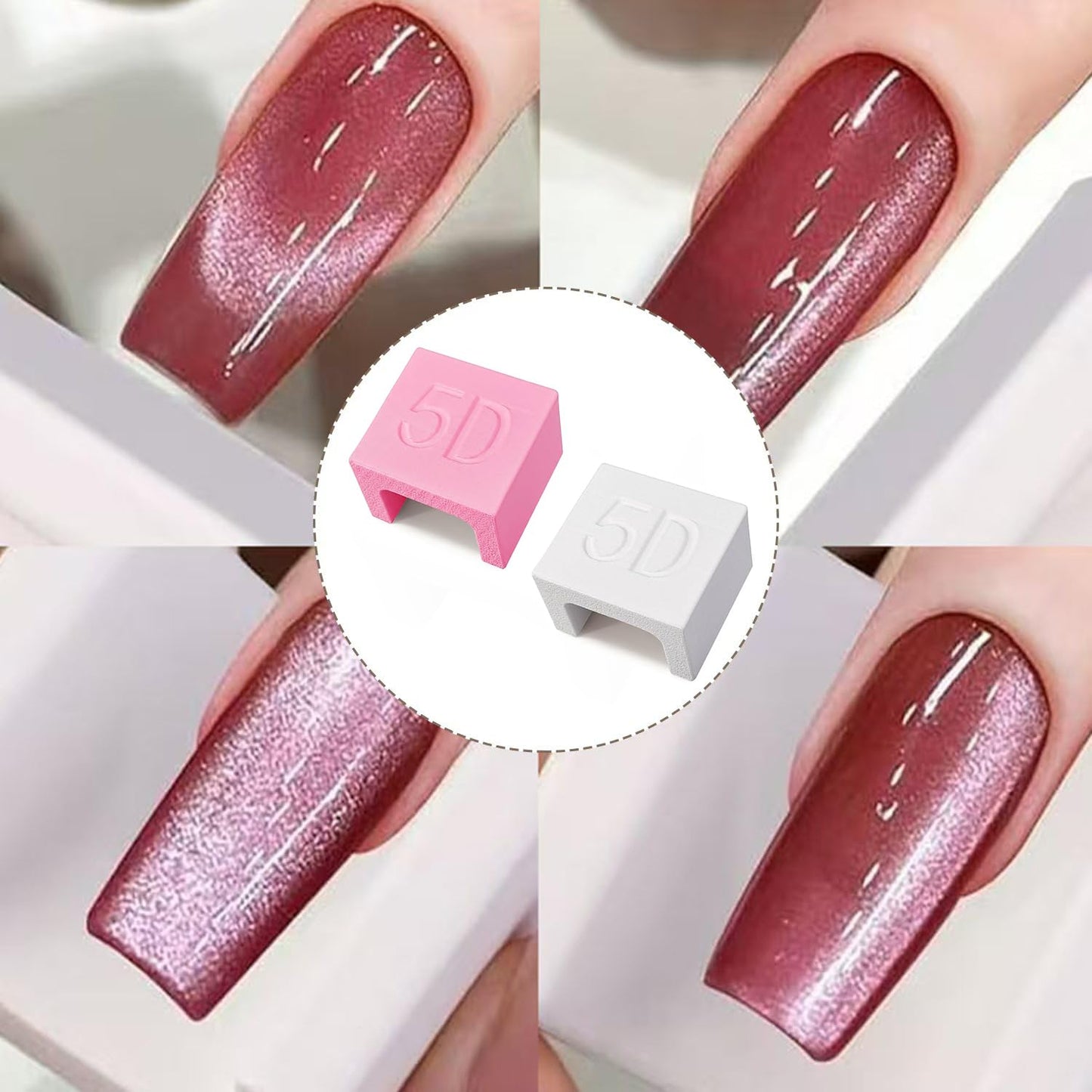 2Pcs 5D Cat Eye Nail Magnet, Strong U-Shape Cat Eye Gel Polish Magnet Tool, Professional Nail Art Magnet Block for Creating 3D/5D Cat Eye, Crystal & Starry Sky Effects for Salon & DIY Manicure