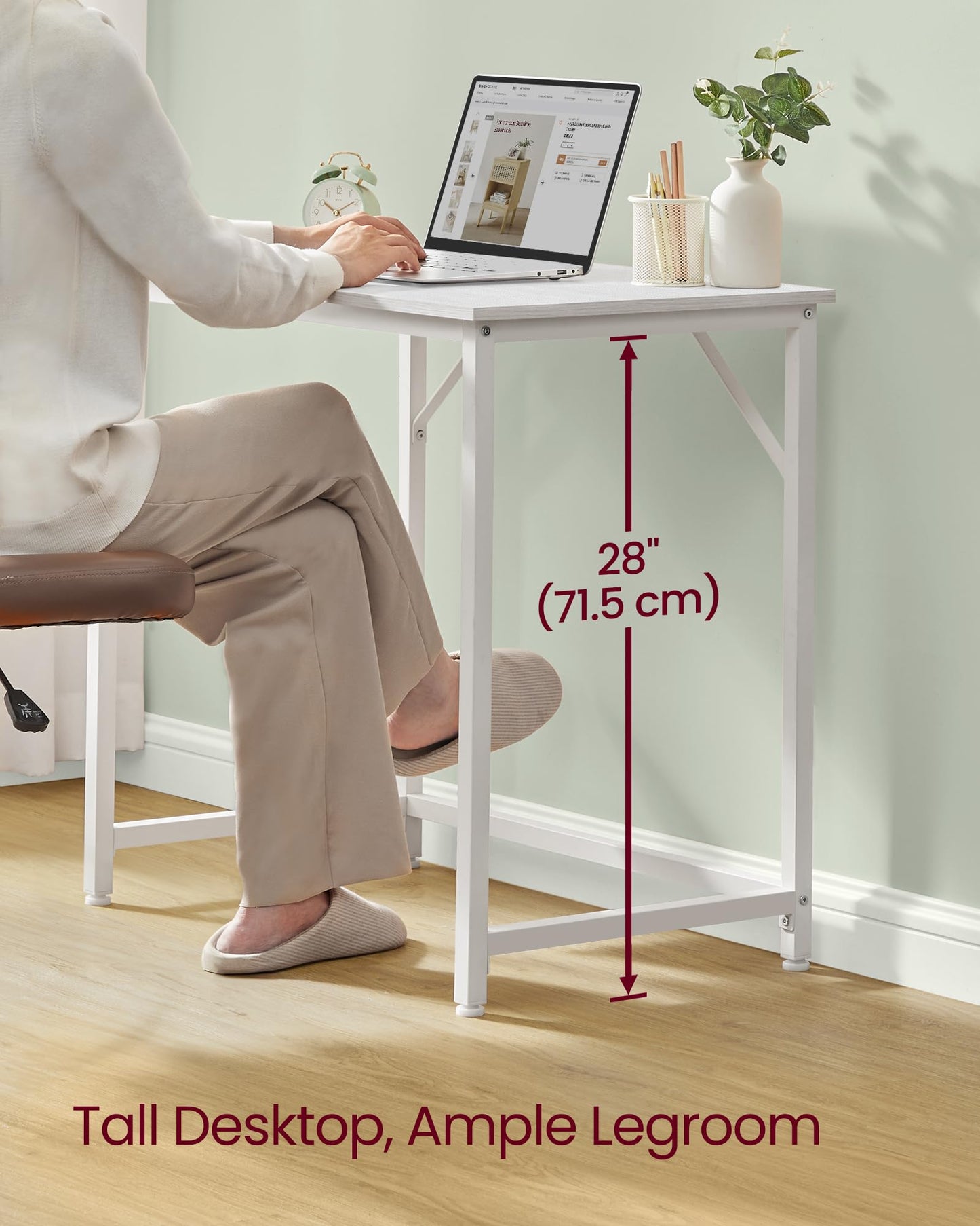 VASAGLE Computer Desk, Office Work Desk, 31.5 x 19.7 x 29.9 Inches, for Study, Bedroom, Home Office, Living Room, Maple White and Cloud White ULWD038W44