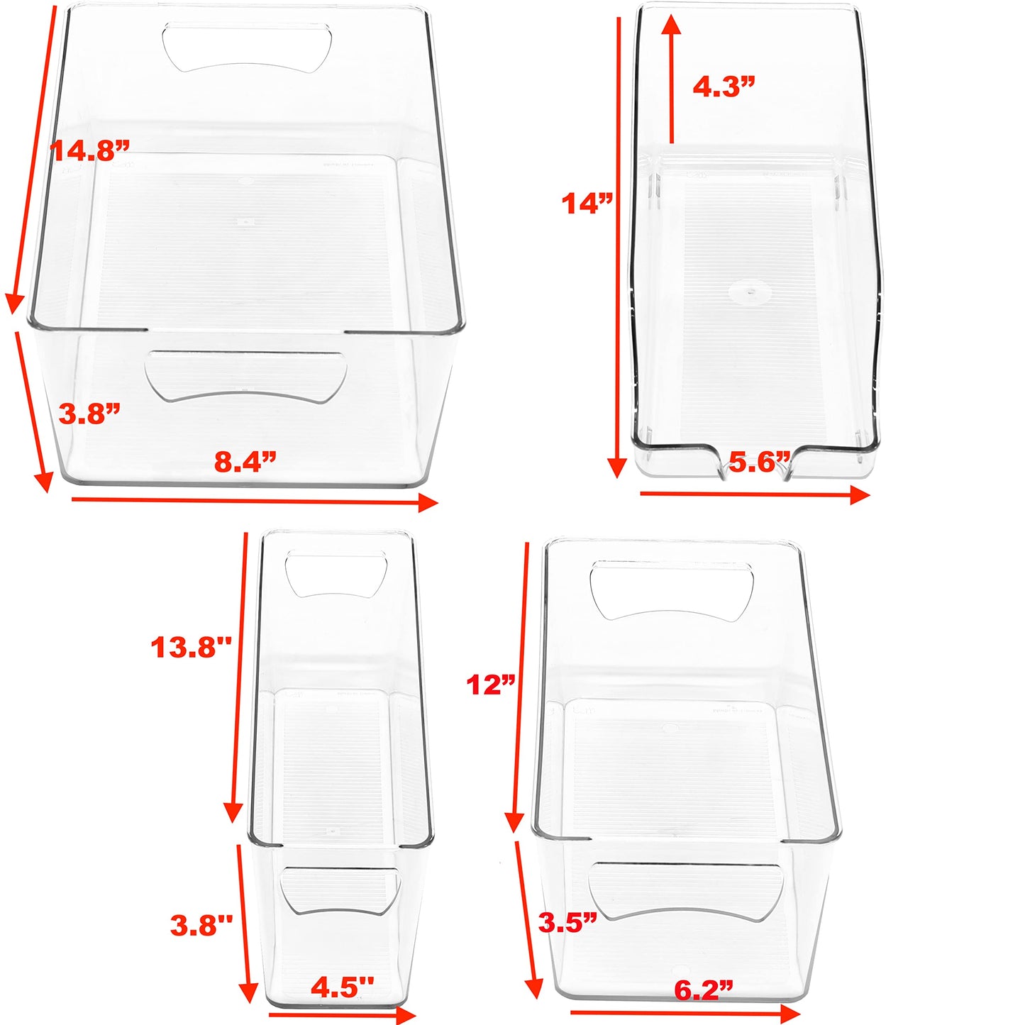 Simple Houseware Refrigerator Storage Organizer Bins, Assorted Set of 6