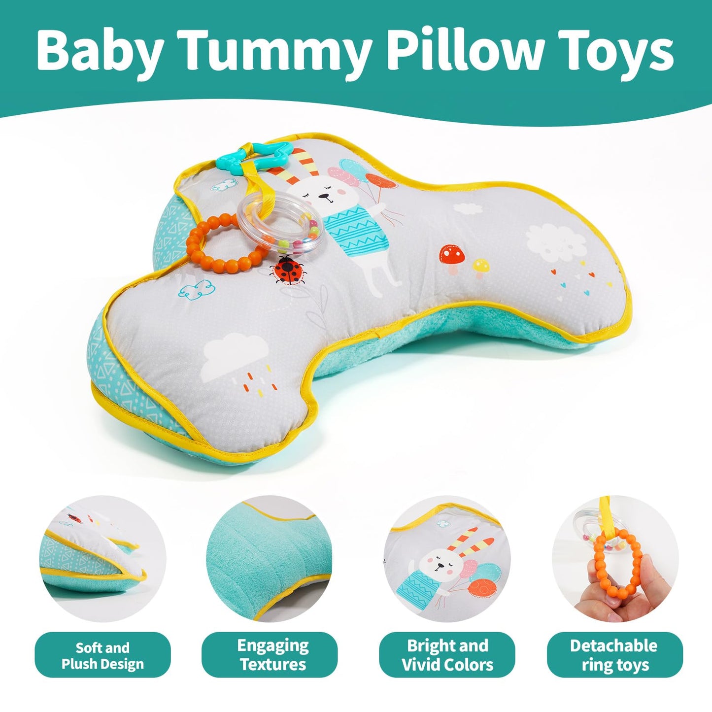 Montessori Sensory Crawling Toy for Newborns - Tummy Time Pillow with Ergonomic Design for Easier Parenting Development