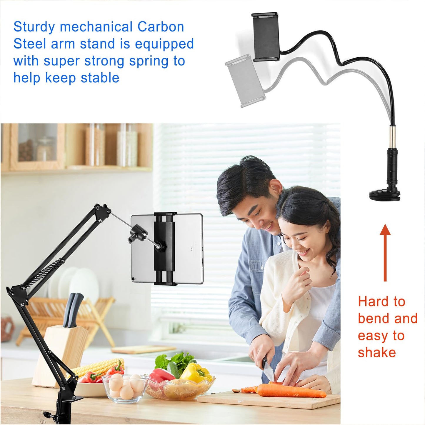 Awlbstruse Tablet Stand Phone Holder for Bed,iPad Holder for Desk, Headboard,Bedside,Table, Compatible with iPhone iPad Kindle or Other 4.5-13" Screen Device