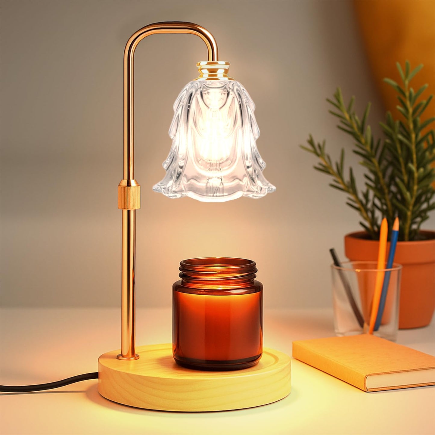 Candle Warmer Lamp with Timer and Dimmer, Electric Wax Warmers for Scented Candles with 5 Brightness Settings, Anti-Glare Lamp with Adjustable Height, Home Decor, Gift for Valentines, Birthday