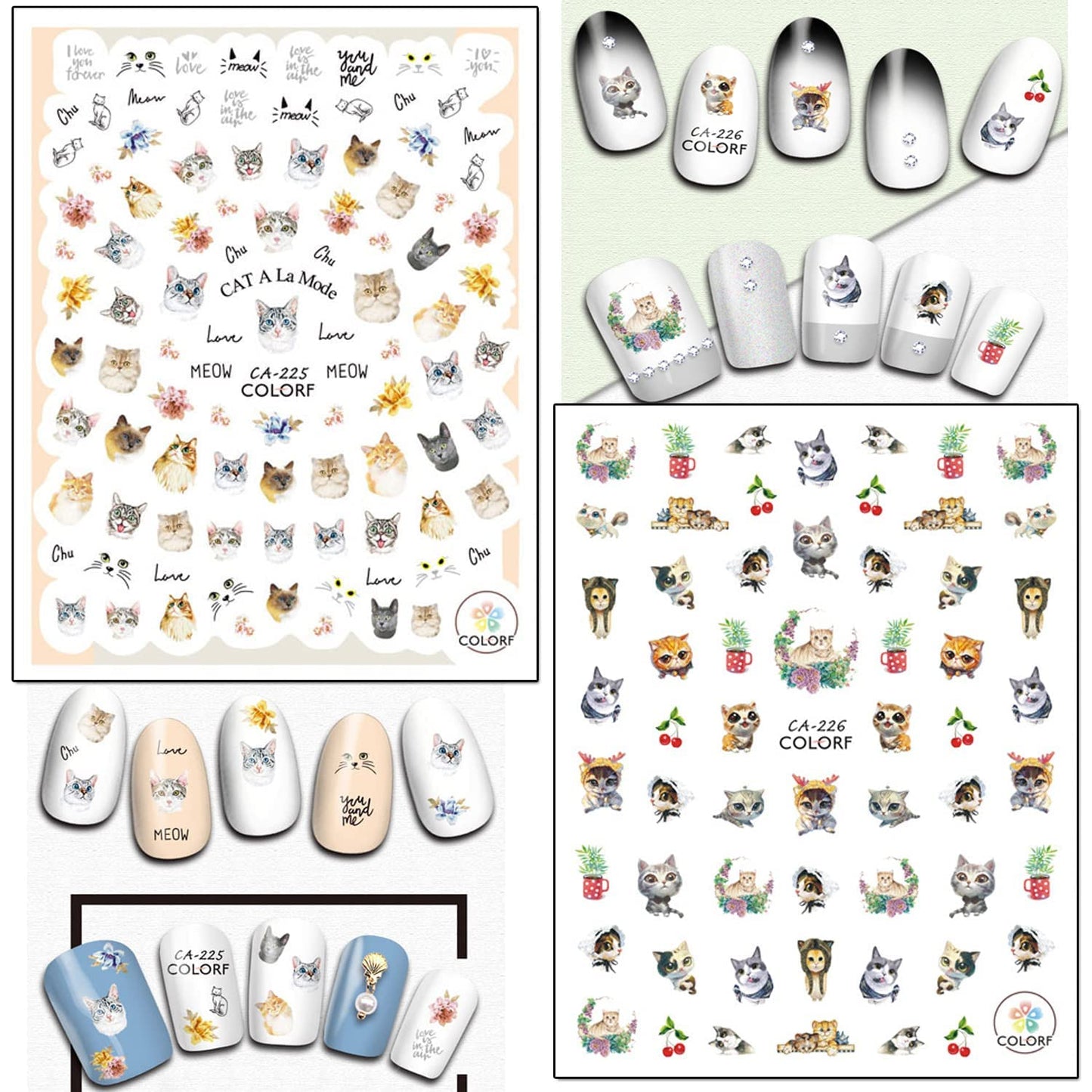 6 Sheets Sexy Girls Nail Stickers and 6 Sheets Cat Nail Stickers