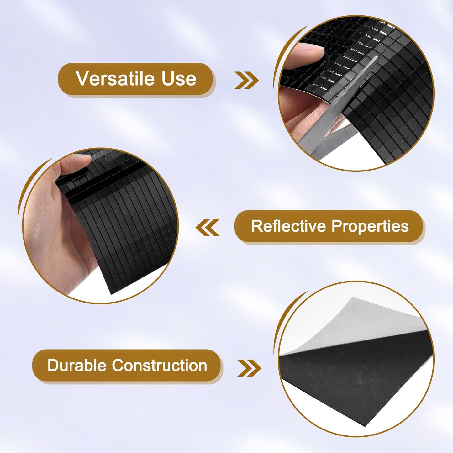 MECCANIXITY 14400 PCS Glass Mirrors Disco Ball Tiles Self-Adhesive Black Mirror Mosaic Tiles 5 x 5mm for Disco Ball, DIY Craft, KTV Decoration 24 Sheet