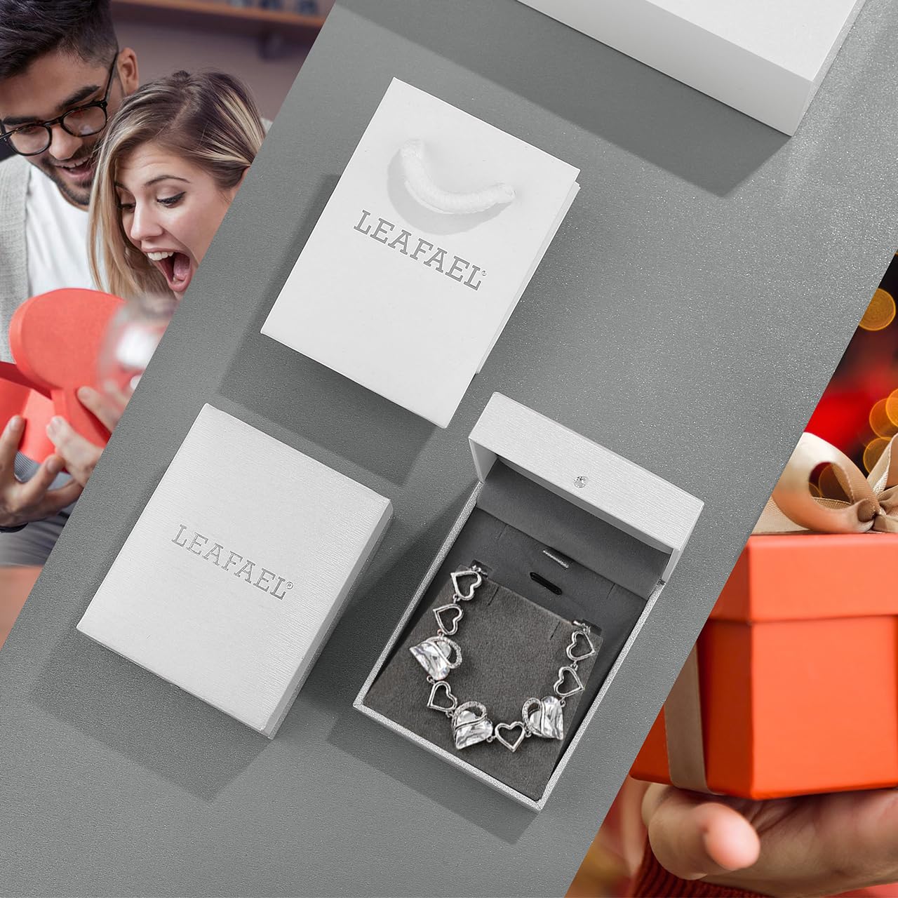 Leafael Infinity Love Heart Gift Bracelet for Women, April Birthstone Crystal, Crystal White, Silver Tone, 7-inch Chain and 2-inch Extender
