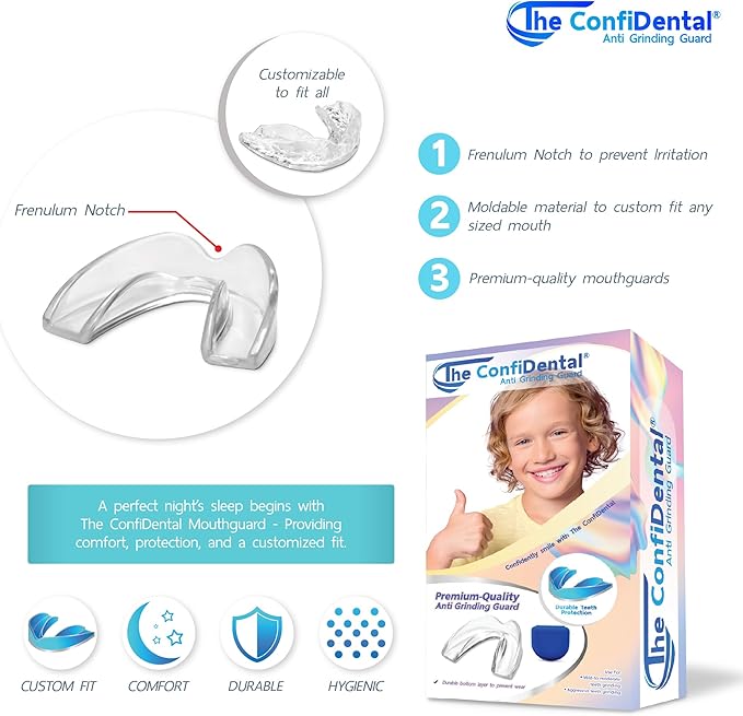 Custom-Fit Mouth Guard for Teeth Grinding and Clenching - Boil-and-Bite Dental Nightguard for Grinding Teeth at Night - Fits Kids, Teens, and Adults with Smaller Mouths - 5-Pack (3 Small, 2 Regular)