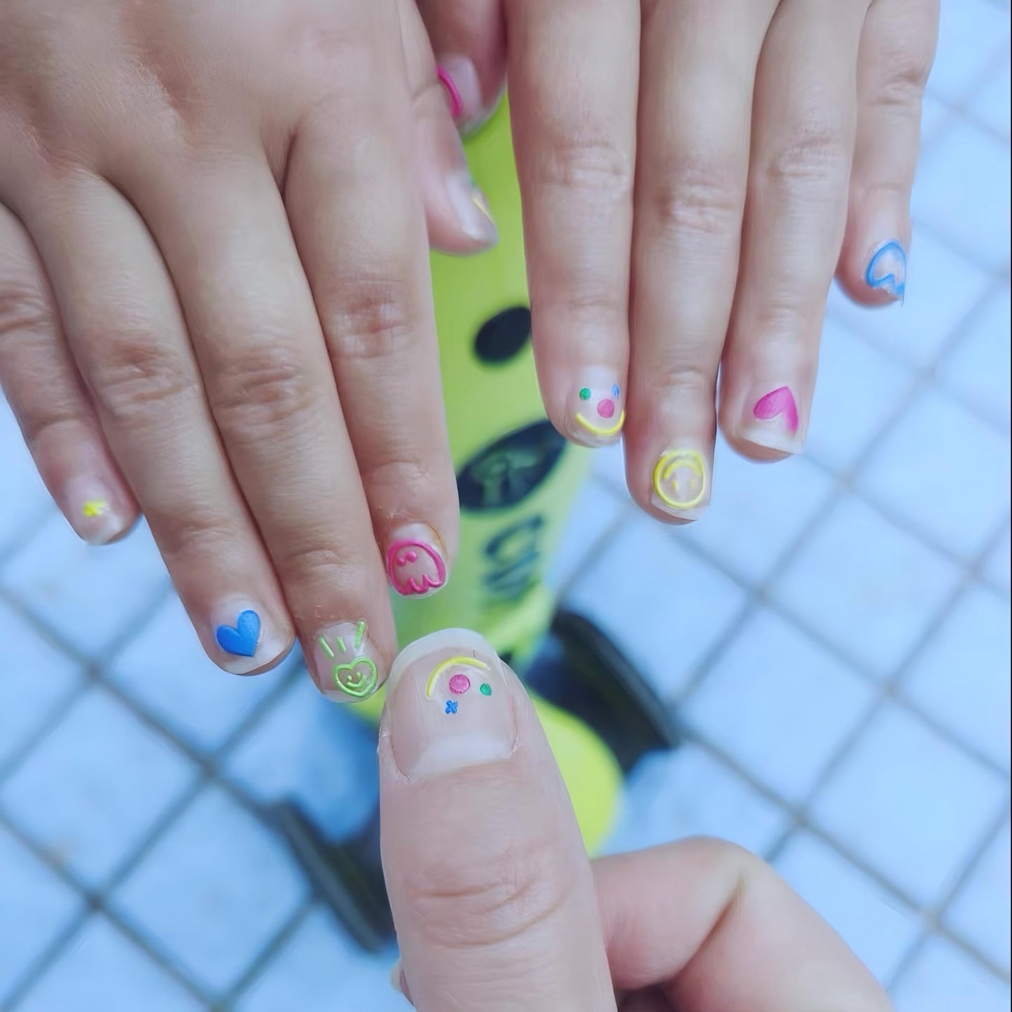 Dedyel Cute Face Nail Stickers 5D Embossed Simple Graffiti Self-Adhesive Stickers for Nail Art Decoration for Men Women Couples