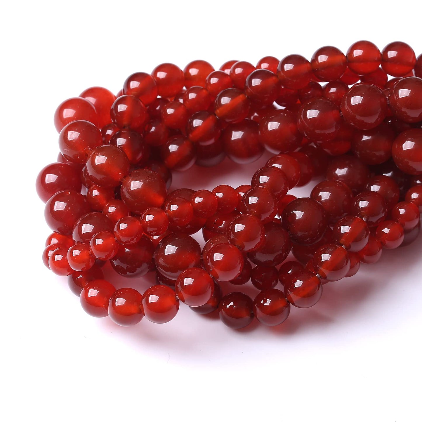 45PCS 8MM Beads Natural Red Agate Round Loose Semi-Precious Gemstone Round Loose Beads for Jewelry Making 15Inch