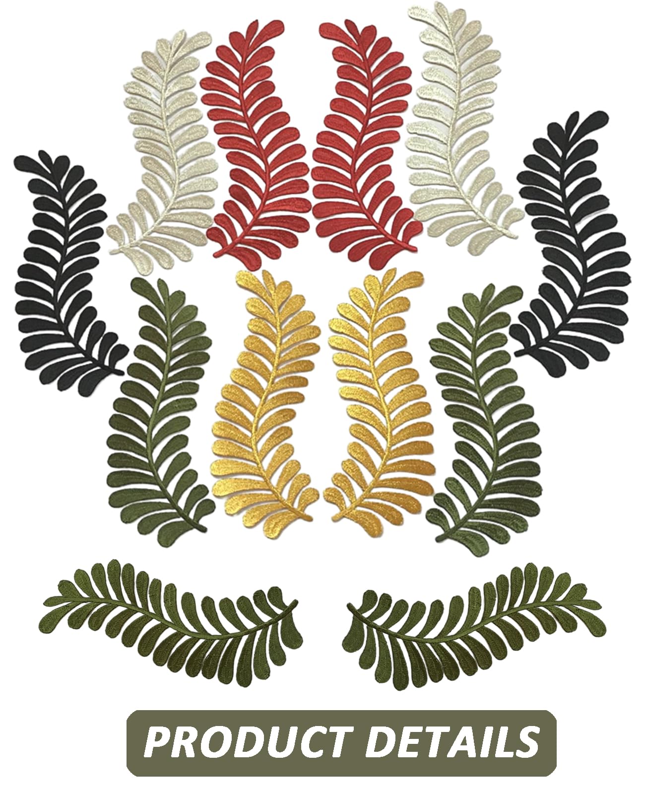 MSCFTFB 4 Pairs Leaves Iron on Patches,Decorative Ivy Embroidered Patch,Fabric Repair Patch for Clothes Jean Jacket Pant Vest Backpack Appliques Embellishments (Gold)