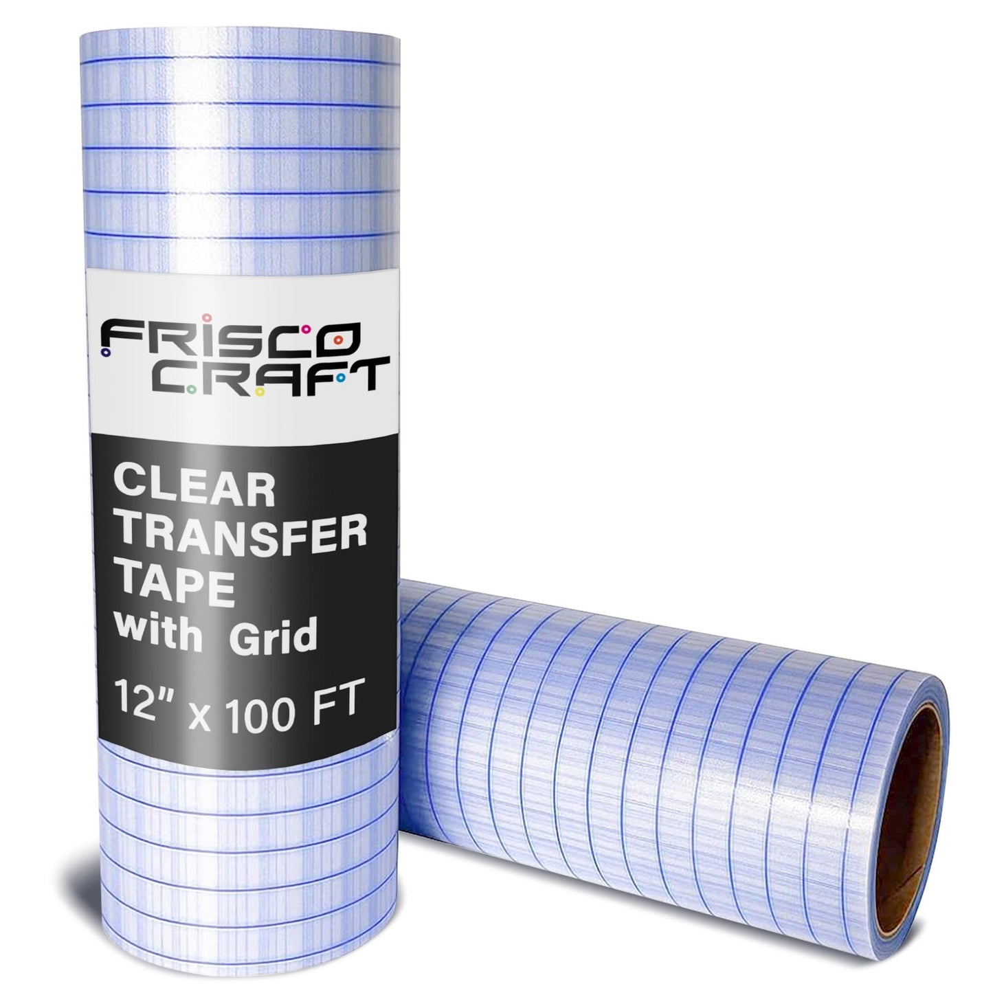 Frisco Craft Clear Transfer Tape Roll with Reusable Adhesive for Vinyl Decals - Grid Alignment & Paper, Transfer Tape for Permanently Vinyl, DIY Crafting, Decals, Letters and Signage (12" x 100ft)