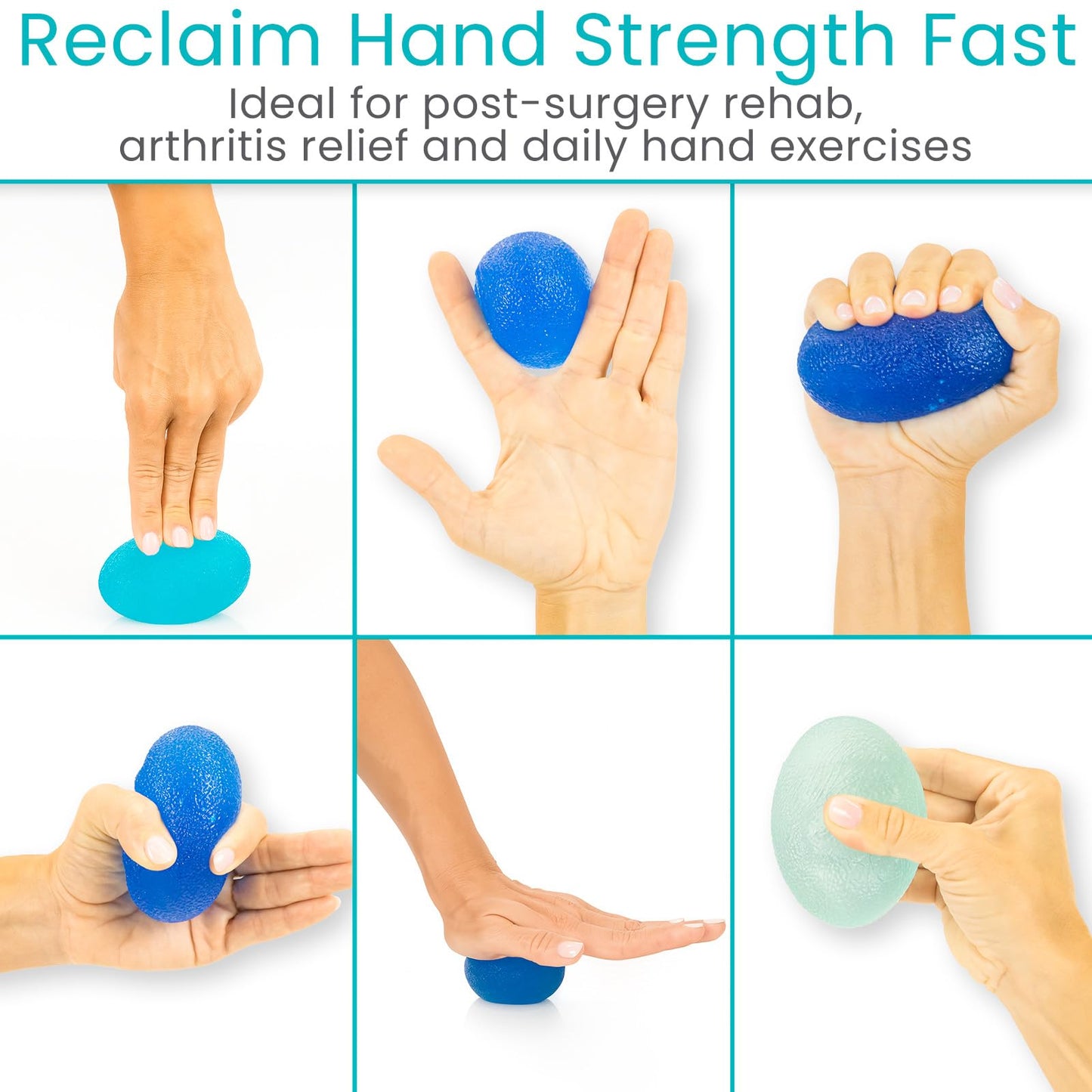 Vive Squeeze Balls for Hand Therapy Set (4 Pack) - Grip Strengthener Occupational Exercise Equipment for Arthitis, Parkinsons, Stroke, Carpal Tunnel Recovery - Stress Relief Massage Putty Finger Toy