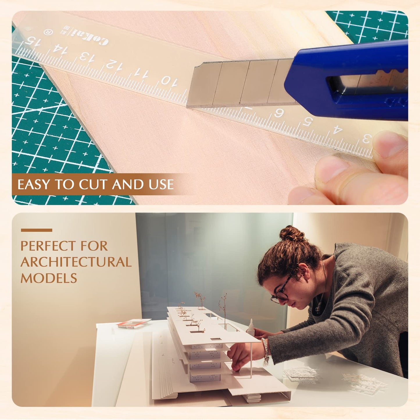 Qunclay 30 Pack 4 x 6 Inch Balsa Wood Sheets for Crafts, Architectural Models, Painting, Wood Engraving, Airplane Kits