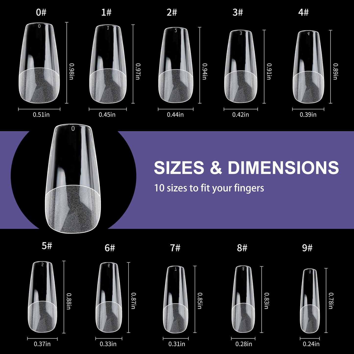 Half Matte Medium Coffin Fake Nail Tips, Soft Gel Pre-Shaped Nail Tips, Full Cover False Nails with Clear Box for Nail Salons and DIY Nail Art, 600PCS/10 Sizes
