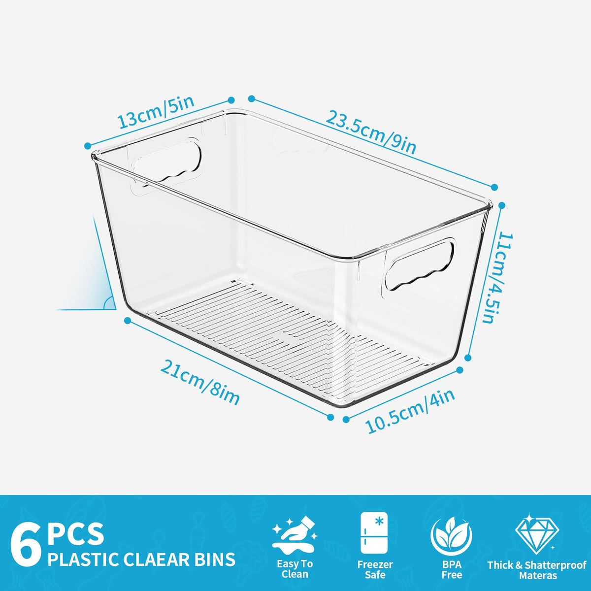 Clear Fridge Organizer Bins with Handles