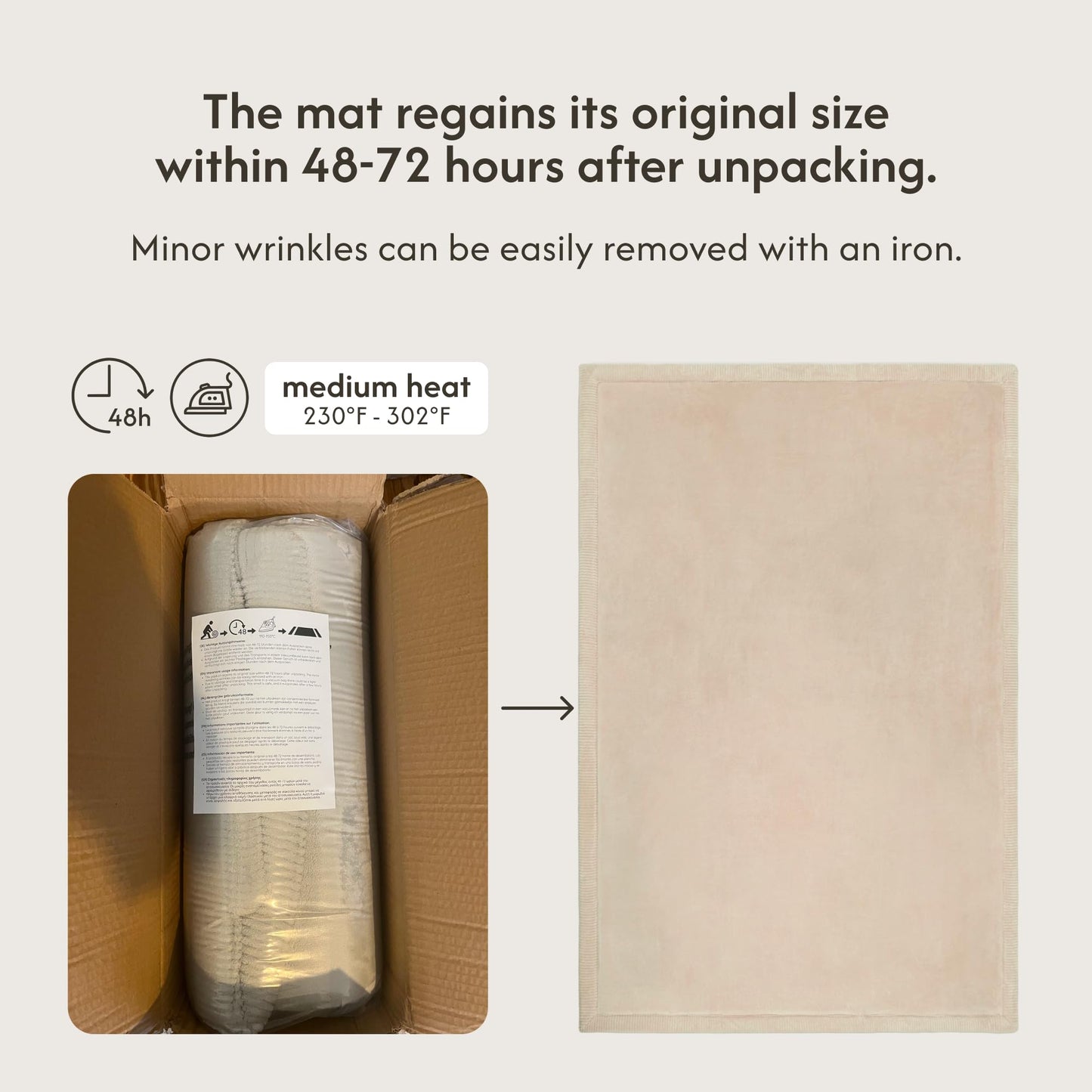 Hakuna Matte CloudSoft Mat for Floor 60" x 80" Beige – Coral Velvet Memory Foam Rug – Non-Slip, Water-Resistant