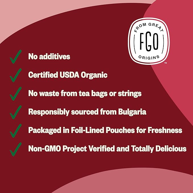 FGO Organic Red Raspberry Loose Leaf Herbal Tea, Cut and Sifted, Caffeine Free, Resealable Bag, 4oz (Pack of 1)