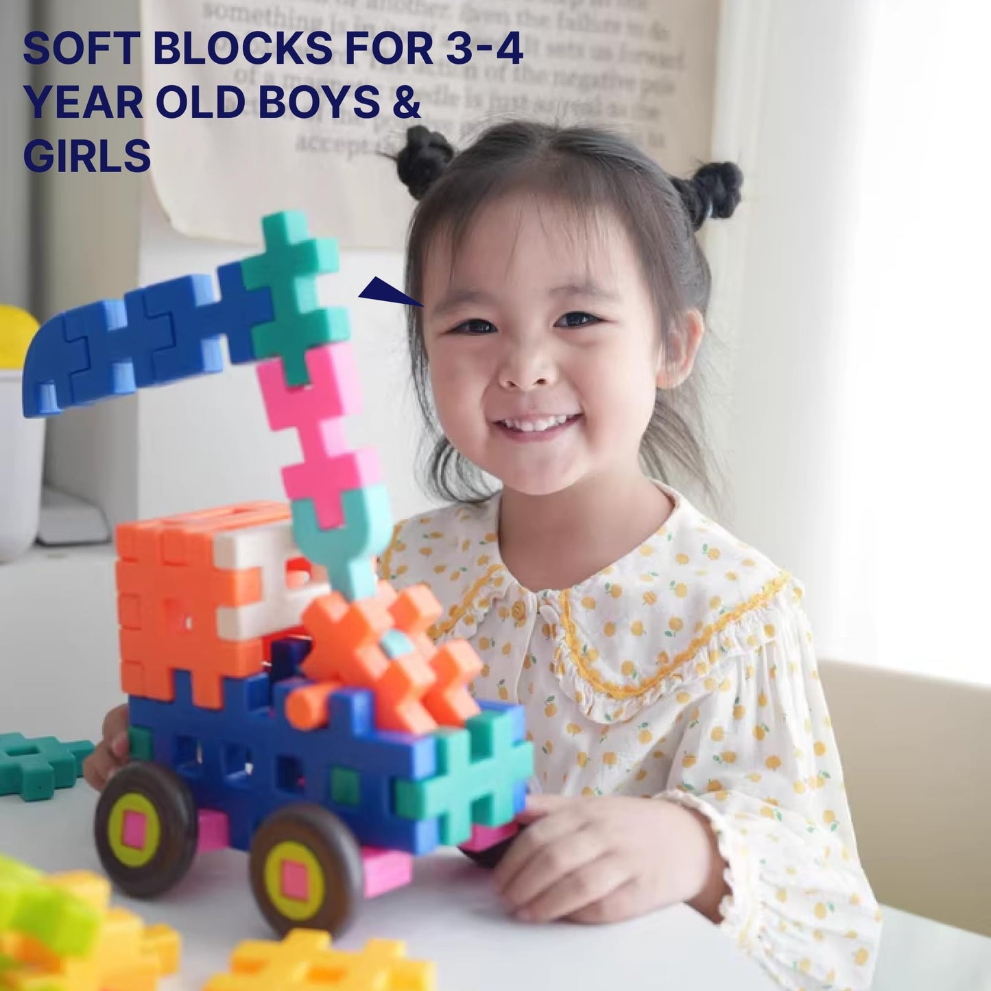 XRUFY Interlocking Building Blocks for Kids, 100+ Pcs STEAM Construction Set with Figures & Pets, Sensory Educational Toy for Preschoolers 3-8, with Building Manual & Storage Bin