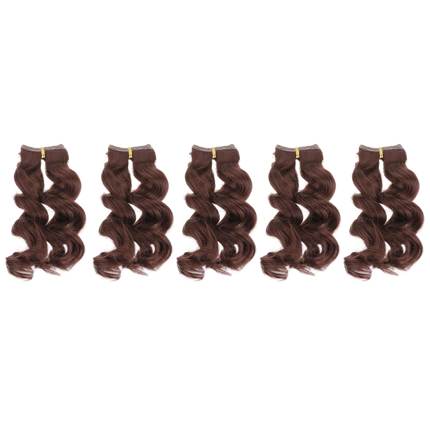 Patikil 15CM Doll Wigs, 5 Pcs High Temperature Silk Curly Wig Hair Extension Accessories for Doll Hair Making Kit DIY Handmade, Red-Brown